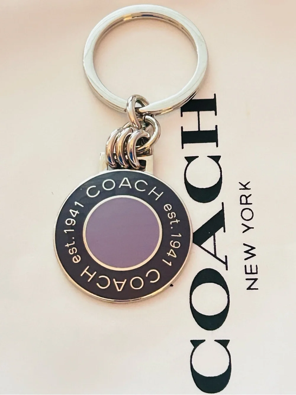 RARE Coach Y2K Est. 1941 Purple & Navy Blue Enamel Keychain/ Bag charm